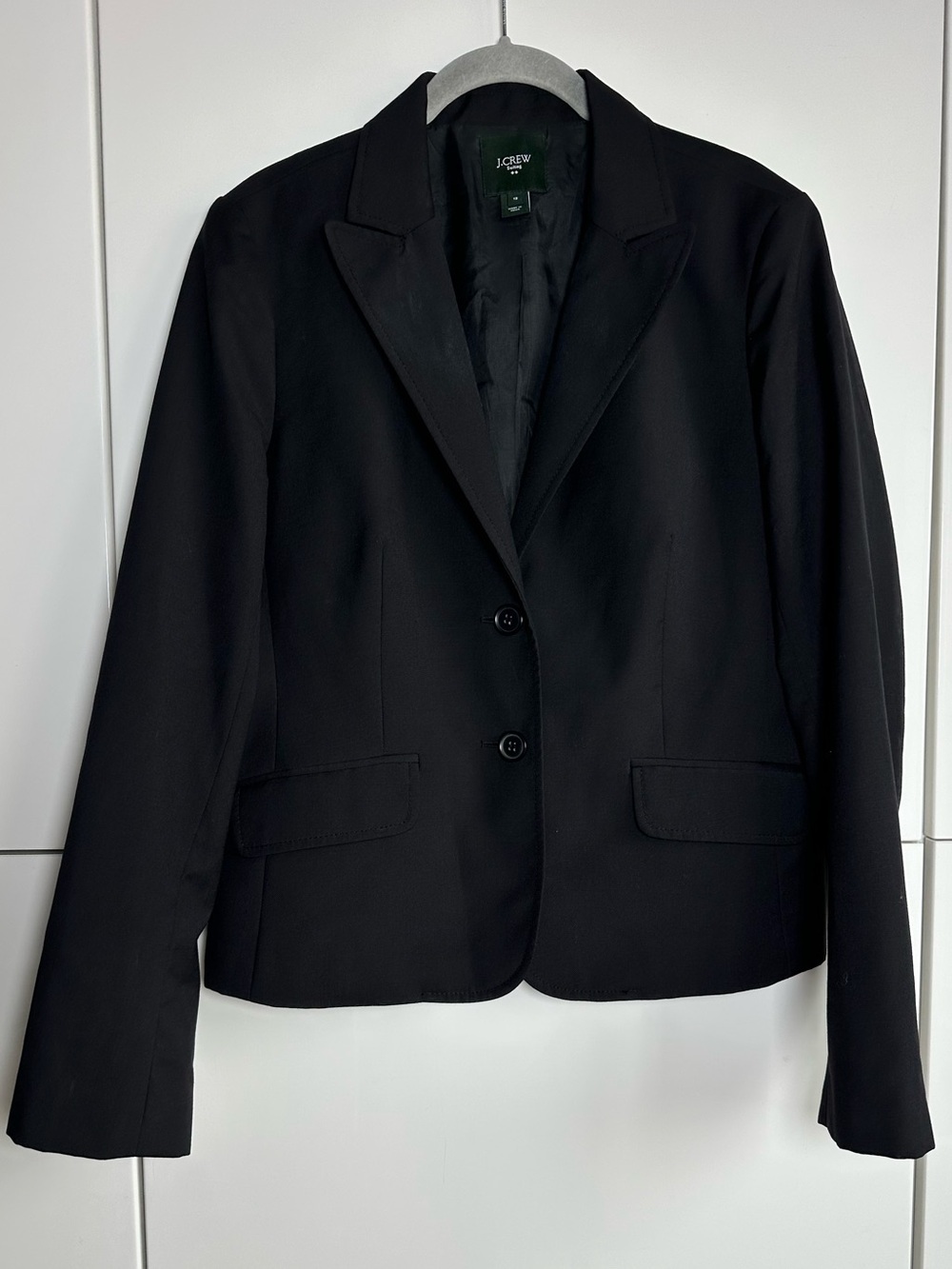 J.Crew Women's Schoolboy Wool Blazer Double Button Black Size 12 Preppy
